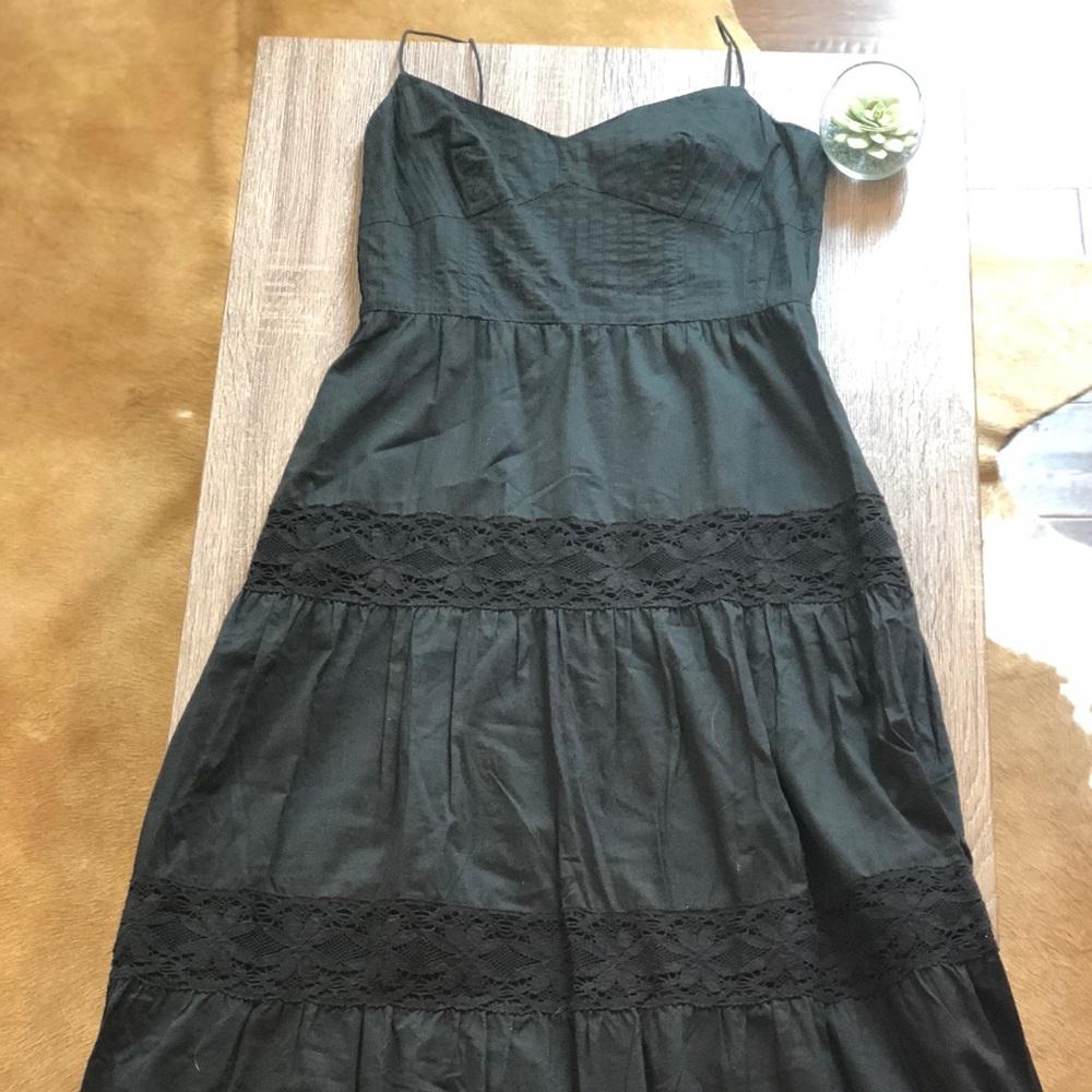 Black crochet maxi dress